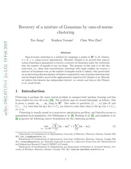 Recovery of a mixture of Gaussians by sum-of-norms clustering