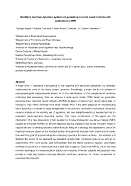 Identifying nonlinear dynamical systems via generative recurrent neural
  networks with applications to fMRI