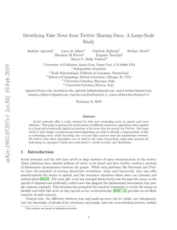 Identifying Fake News from Twitter Sharing Data: A Large-Scale Study
