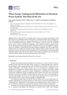 When Energy Trading meets Blockchain in Electrical Power System: The
  State of the Art