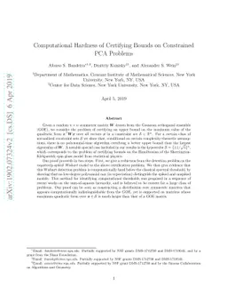 Computational Hardness of Certifying Bounds on Constrained PCA Problems