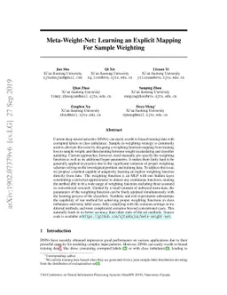 Meta-Weight-Net: Learning an Explicit Mapping For Sample Weighting