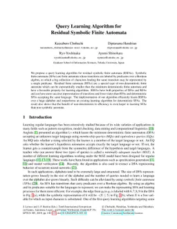 Query Learning Algorithm for Residual Symbolic Finite Automata