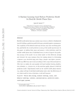 A Machine Learning based Robust Prediction Model for Real-life Mobile
  Phone Data