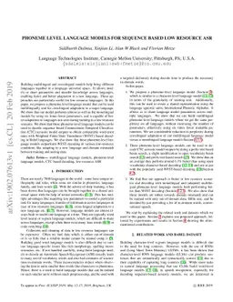 Phoneme Level Language Models for Sequence Based Low Resource ASR