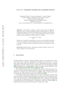 LOSSGRAD: automatic learning rate in gradient descent