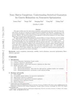 Noisy Matrix Completion: Understanding Statistical Guarantees for Convex
  Relaxation via Nonconvex Optimization
