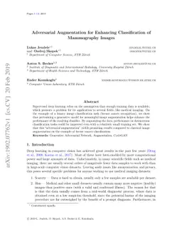 Adversarial Augmentation for Enhancing Classification of Mammography
  Images