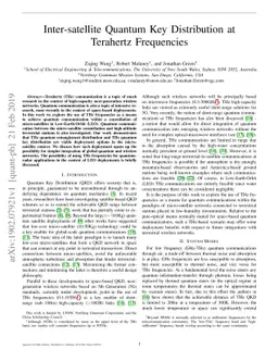 Inter-satellite Quantum Key Distribution at Terahertz Frequencies