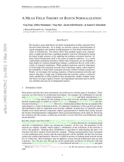 A Mean Field Theory of Batch Normalization