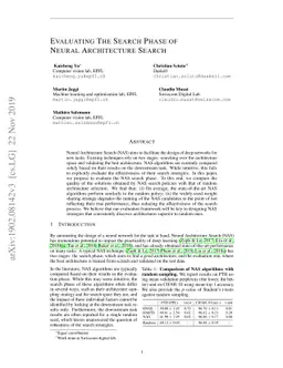 Evaluating the Search Phase of Neural Architecture Search