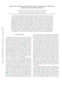 Policies for allocation of information in task-oriented groups: elitism
  and egalitarianism outperform welfarism
