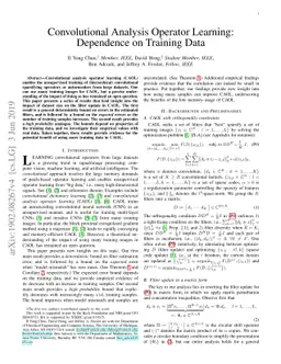 Convolutional Analysis Operator Learning: Dependence on Training Data