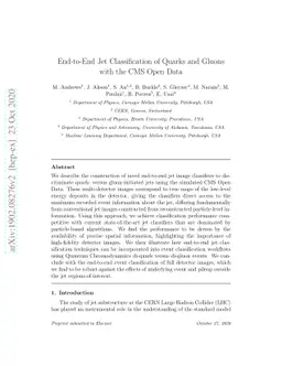 End-to-End Jet Classification of Quarks and Gluons with the CMS Open
  Data