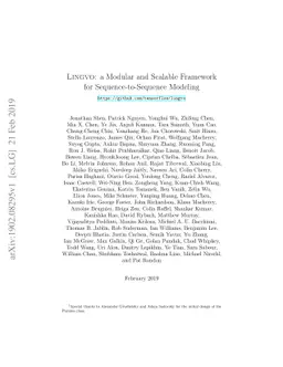 Lingvo: a Modular and Scalable Framework for Sequence-to-Sequence
  Modeling