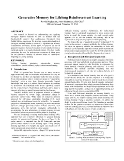 Generative Memory for Lifelong Reinforcement Learning