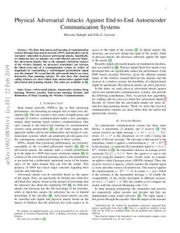 Physical Adversarial Attacks Against End-to-End Autoencoder
  Communication Systems