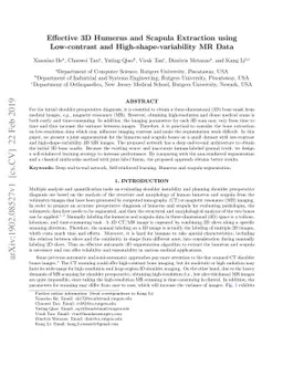 Effective 3D Humerus and Scapula Extraction using Low-contrast and
  High-shape-variability MR Data