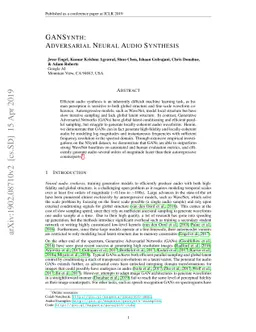 GANSynth: Adversarial Neural Audio Synthesis
