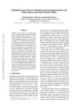 Rethinking Action Spaces for Reinforcement Learning in End-to-end Dialog
  Agents with Latent Variable Models