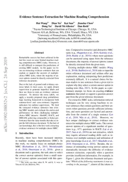 Evidence Sentence Extraction for Machine Reading Comprehension