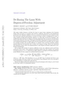 De-Biasing The Lasso With Degrees-of-Freedom Adjustment