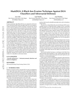 MaskDGA: A Black-box Evasion Technique Against DGA Classifiers and
  Adversarial Defenses