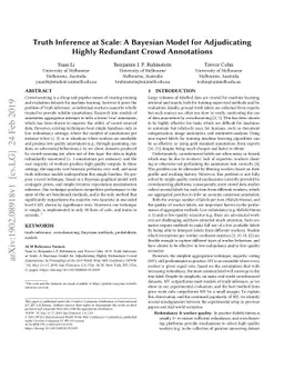 Truth Inference at Scale: A Bayesian Model for Adjudicating Highly
  Redundant Crowd Annotations