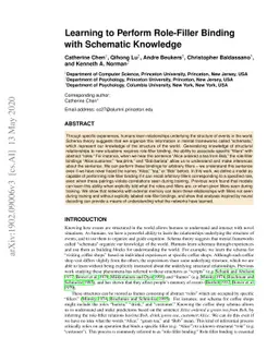 Learning to Perform Role-Filler Binding with Schematic Knowledge