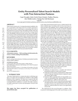Entity Personalized Talent Search Models with Tree Interaction Features