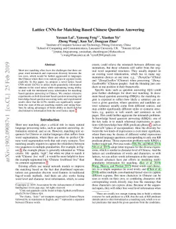 Lattice CNNs for Matching Based Chinese Question Answering