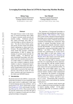 Leveraging Knowledge Bases in LSTMs for Improving Machine Reading
