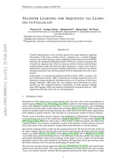 Transfer Learning for Sequences via Learning to Collocate