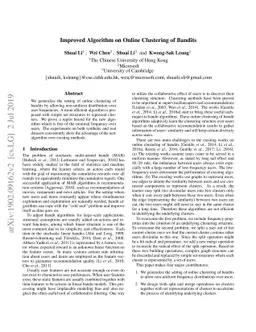 Improved Algorithm on Online Clustering of Bandits