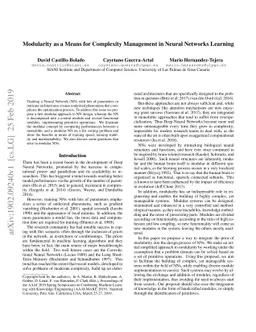 Modularity as a Means for Complexity Management in Neural Networks
  Learning