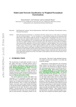 Multi-Label Network Classification via Weighted Personalized
  Factorizations