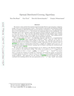 Optimal Distributed Covering Algorithms
