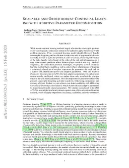 Scalable and Order-robust Continual Learning with Additive Parameter
  Decomposition