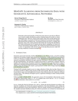 MisGAN: Learning from Incomplete Data with Generative Adversarial
  Networks