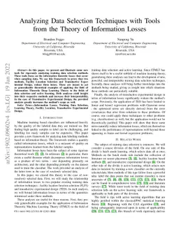 Analyzing Data Selection Techniques with Tools from the Theory of
  Information Losses
