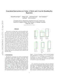Generalized Intersection over Union: A Metric and A Loss for Bounding
  Box Regression