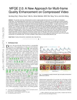 MFQE 2.0: A New Approach for Multi-frame Quality Enhancement on
  Compressed Video