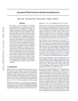 Automated Model Selection with Bayesian Quadrature