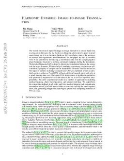 Harmonic Unpaired Image-to-image Translation