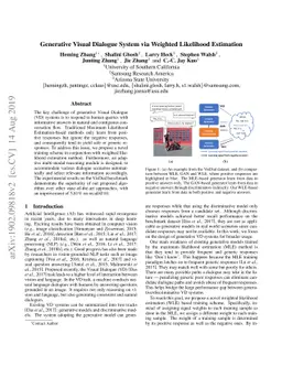 Generative Visual Dialogue System via Adaptive Reasoning and Weighted
  Likelihood Estimation