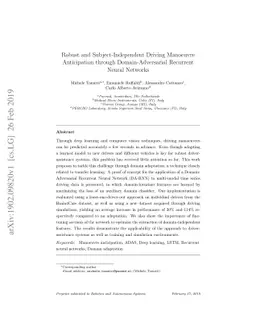 Robust and Subject-Independent Driving Manoeuvre Anticipation through
  Domain-Adversarial Recurrent Neural Networks