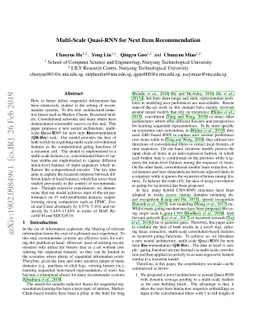 Multi-Scale Quasi-RNN for Next Item Recommendation