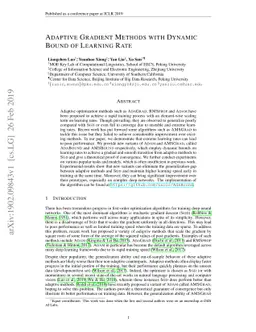 Adaptive Gradient Methods with Dynamic Bound of Learning Rate