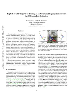 RepNet: Weakly Supervised Training of an Adversarial Reprojection
  Network for 3D Human Pose Estimation