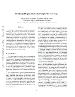 Disentangled Representation Learning for 3D Face Shape